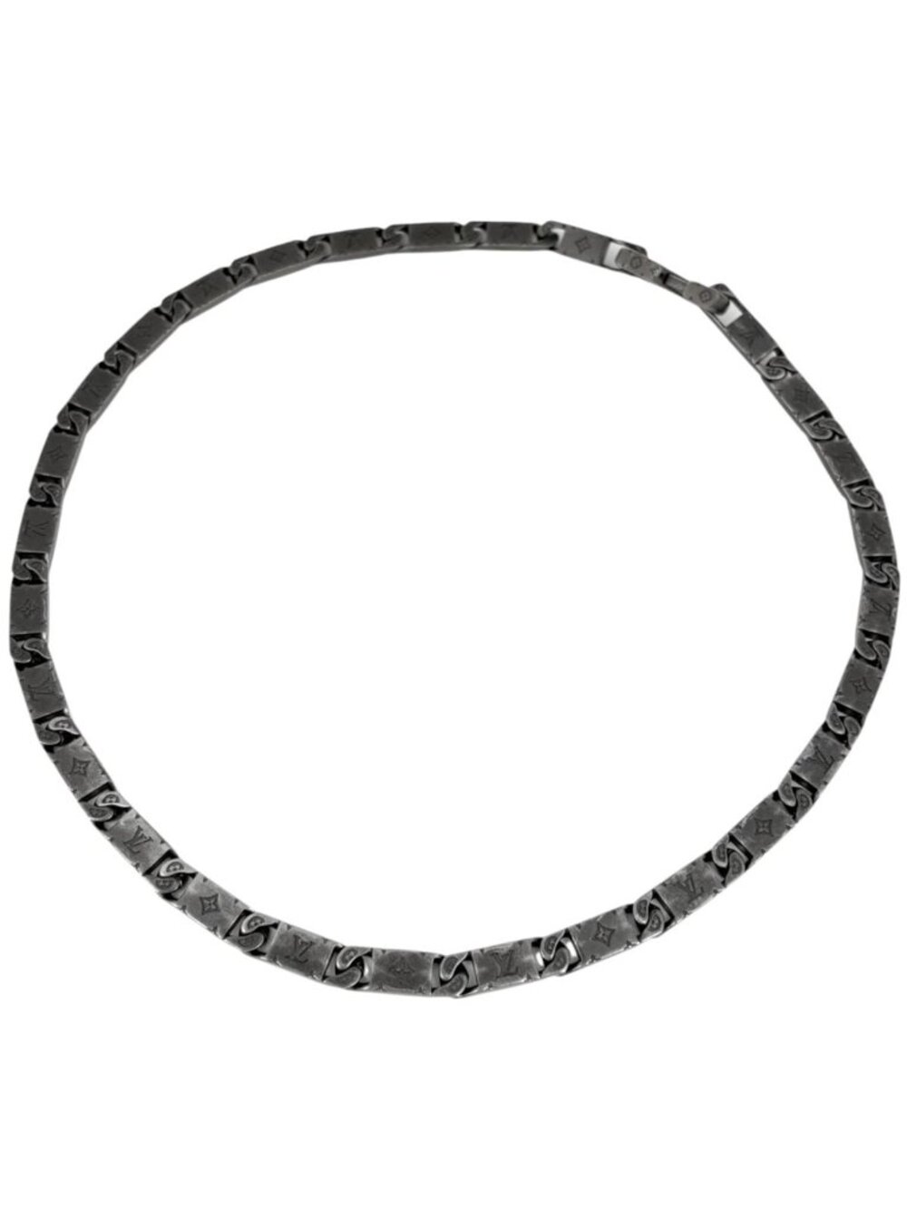 Louis Vuitton Necklace Monogram Tide Up Flower Metal Black